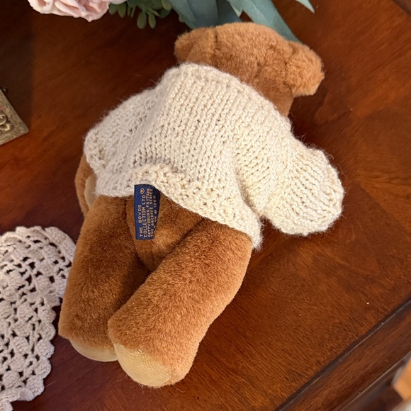 Boyds Bears Brown Teddy with Cream Sweater and Plaid Bow - Picture 4 of 6